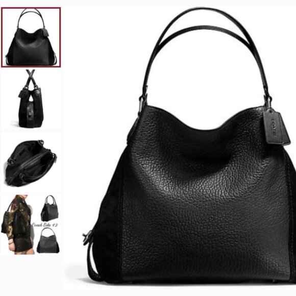 COACH Edie Purse - Black, Inside Pockets, Large Size - Picture 8 of 8